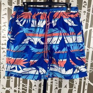 Nautica Blue Sail Men’s Tropical Print Swim Trunks sz M